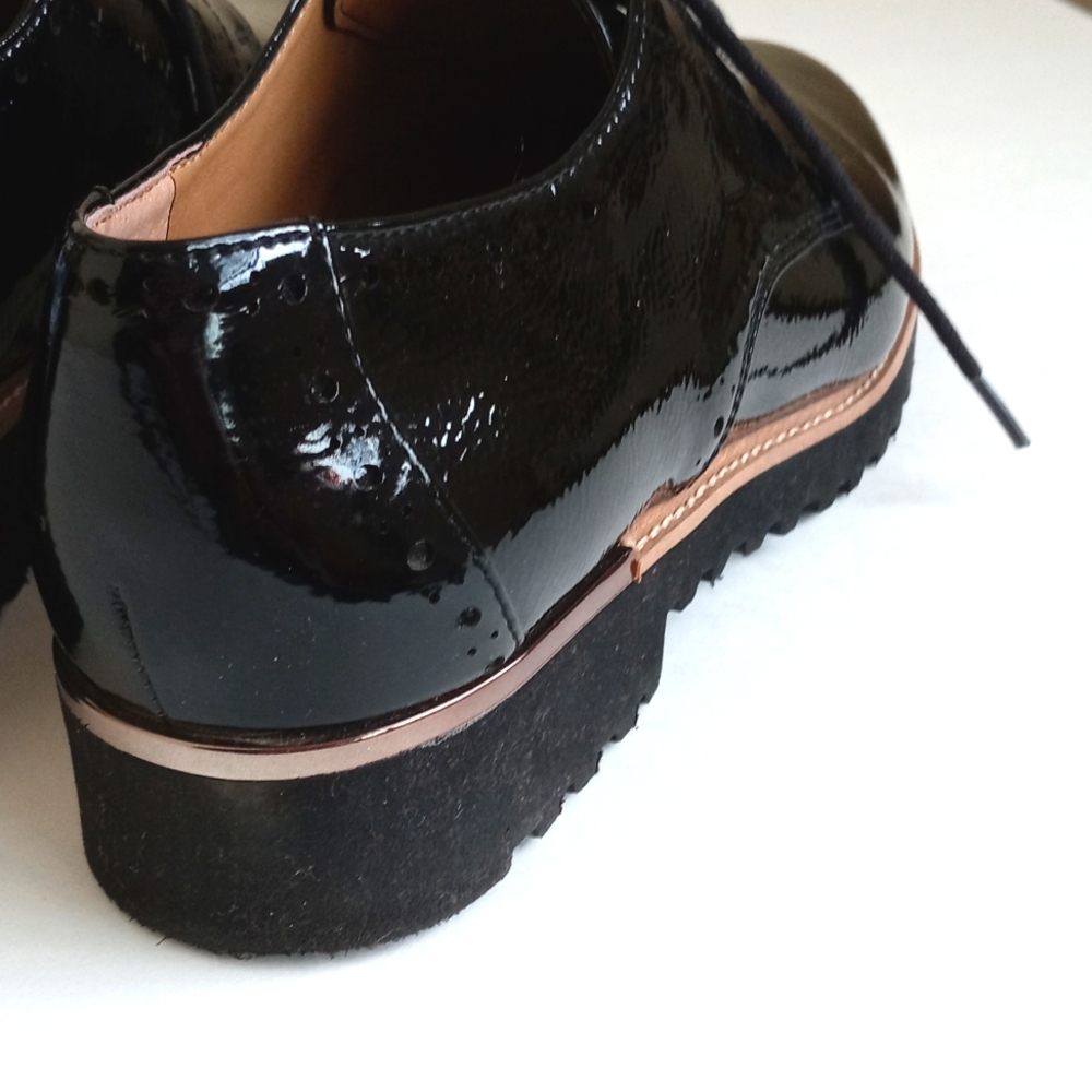Franco Sarto Black Patent Leather Loafer Brogues Oxford Lace Lug Sole Shoes 8 - Picture 6 of 10